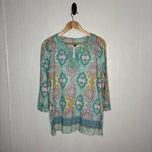 NWT Talbots batik paisley 3/4 sleeve top size large
